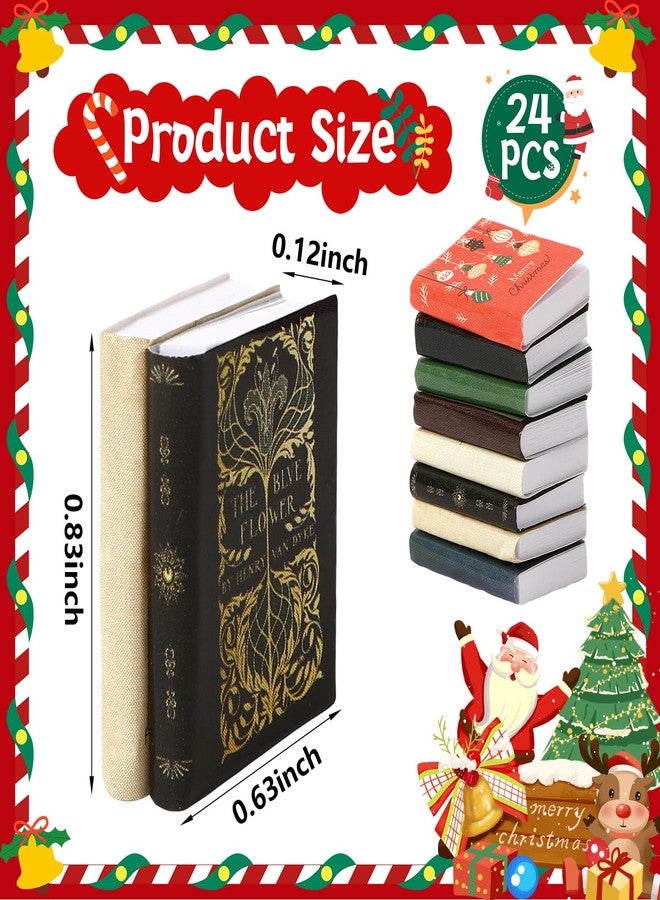 JULEASEL Christmas Mini Books, 24pcs 1:12 Miniature Books, Tiny Books for Dollhouse Accessories, Xmas Mini Stuff for Miniature Lovers (Christmas) - Image 2